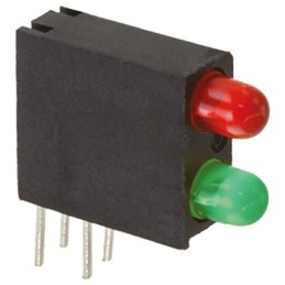 1 pcs - Dialight 553-0312F, Green & Red Right Angle PCB LED Indicator, 2 LEDs, Through Hole 20 V