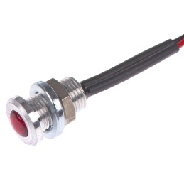 1 pcs - Oxley Red Panel Mount Indicator, 1.9V dc, 6.4mm Mounting Hole Size, Lead Wires Termination, IP66