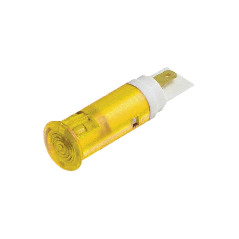 1 pcs - Signal Construct Yellow Panel Mount Indicator, 5 - 7V, 5mm Mounting Hole Size, Solder Tab Termination