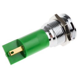 1 pcs - RS PRO Green Panel Mount Indicator, 16mm Mounting Hole Size, Solder Tab Termination