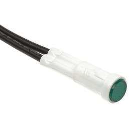 1 pcs - Arcolectric (Bulgin) Ltd Green Neon Panel Mount Indicator, 230V ac, 8mm Mounting Hole Size, Lead Wires Termination