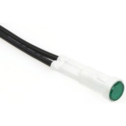 1 pcs - Arcolectric (Bulgin) Ltd Green Neon Panel Mount Indicator, 230V ac, 8mm Mounting Hole Size, Lead Wires Termination