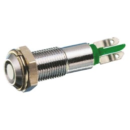 1 pcs - Signal Construct Green Panel Mount Indicator, 12V dc, 8mm Mounting Hole Size, Solder Tab Termination, IP67