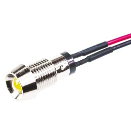 1 pcs - Marl Yellow Panel Mount Indicator, 2.8V, 8mm Mounting Hole Size, Lead Wires Termination