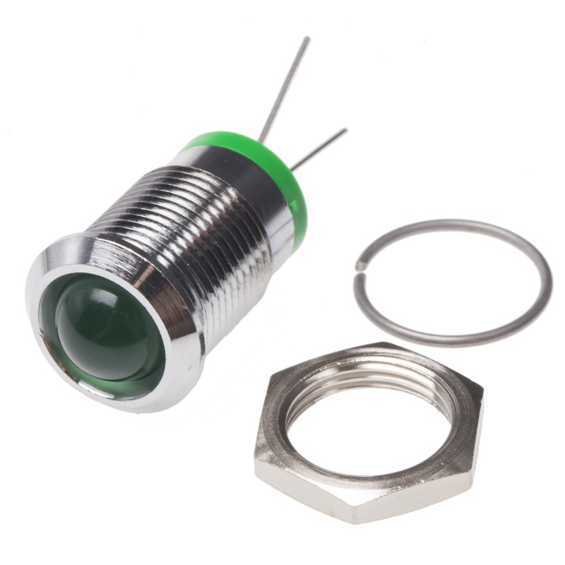 1 pcs - RS PRO Green Panel Mount Indicator, 2V dc, 14mm Mounting Hole Size