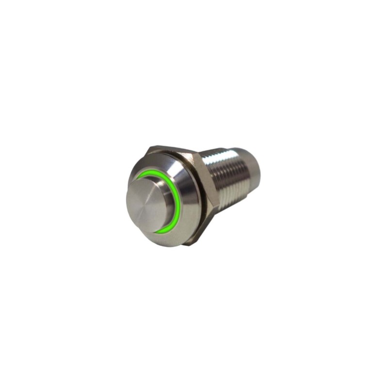 1 pcs - RS PRO Illuminated Push Button Switch, Latching, Panel Mount, 12mm Cutout, SPST, Green LED, 220V ac/dc, IP40