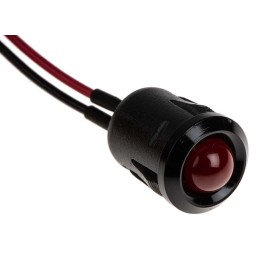 1 pcs - RS PRO Red Panel Mount Indicator, 12V dc, 12mm Mounting Hole Size, Lead Wires Termination