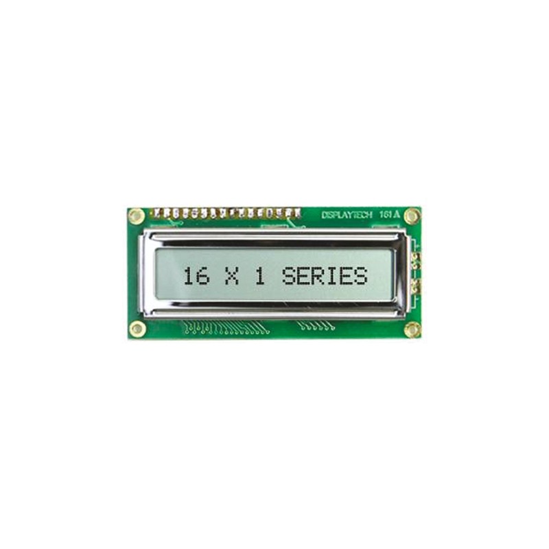 1 pcs - Displaytech 161A-BC-BC Alphanumeric LCD Display, Yellow on Green, 1 Row by 16 Characters, Transflective