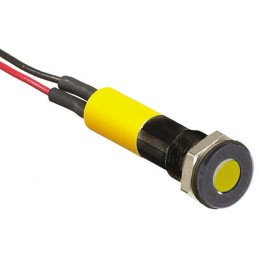 1 pcs - RS PRO Yellow Panel Mount Indicator, 2V dc, 6mm Mounting Hole Size, Lead Wires Termination, IP67