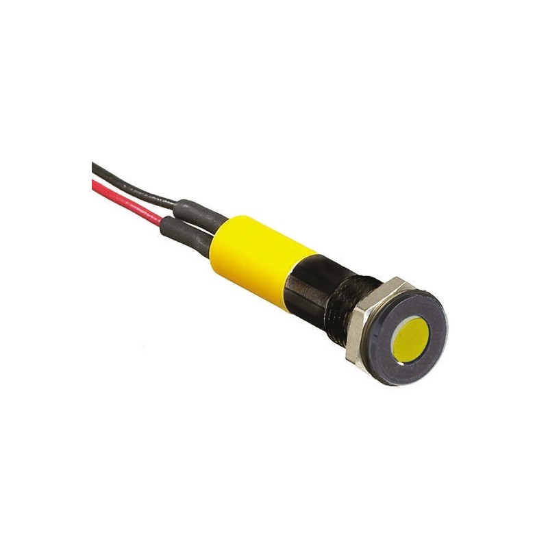 1 pcs - RS PRO Yellow Panel Mount Indicator, 2V dc, 6mm Mounting Hole Size, Lead Wires Termination, IP67