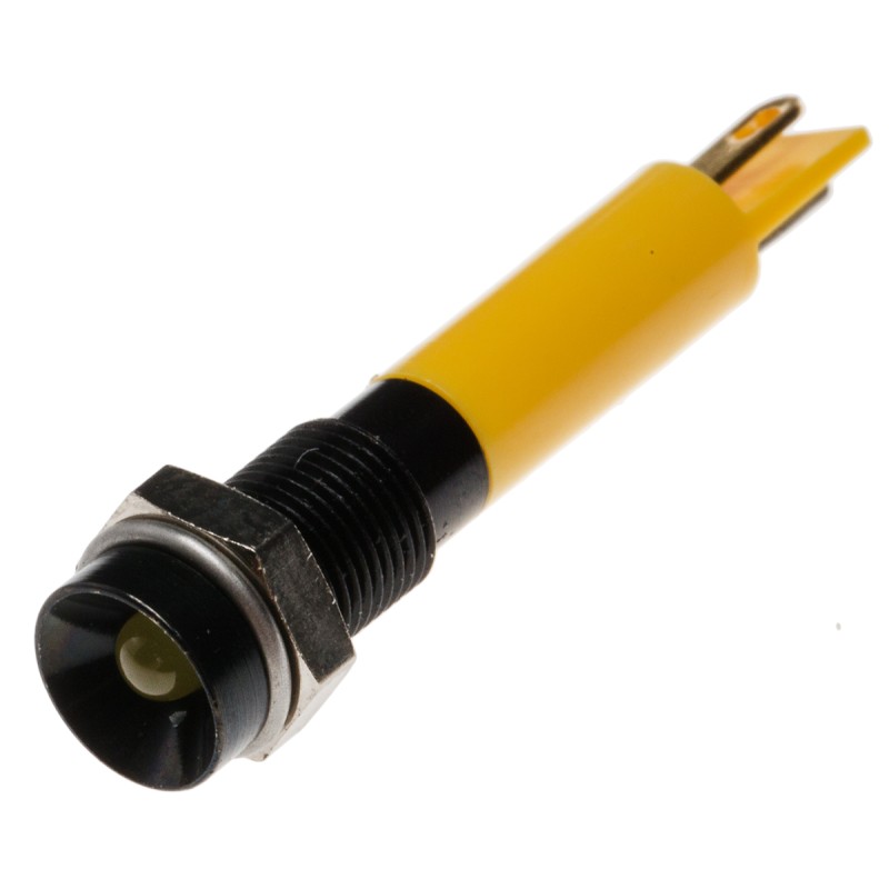 1 pcs - RS PRO Yellow Panel Mount Indicator, 12V dc, 6mm Mounting Hole Size, Solder Tab Termination
