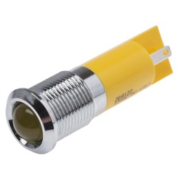 1 pcs - RS PRO Yellow Panel Mount Indicator, 12V, 14mm Mounting Hole Size, IP67