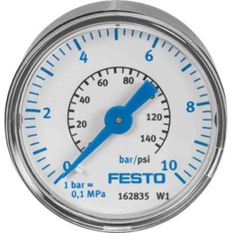 1 pcs - Festo R 1/4 Analogue Pressure Gauge 16bar Back Entry, MA-40-16-R1/4-EN, 0bar min., 187080