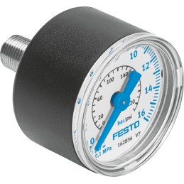 1 pcs - Festo R 1/4 Analogue Pressure Gauge 16bar Back Entry, MA-40-16-R1/4-EN, 0bar min., 187080