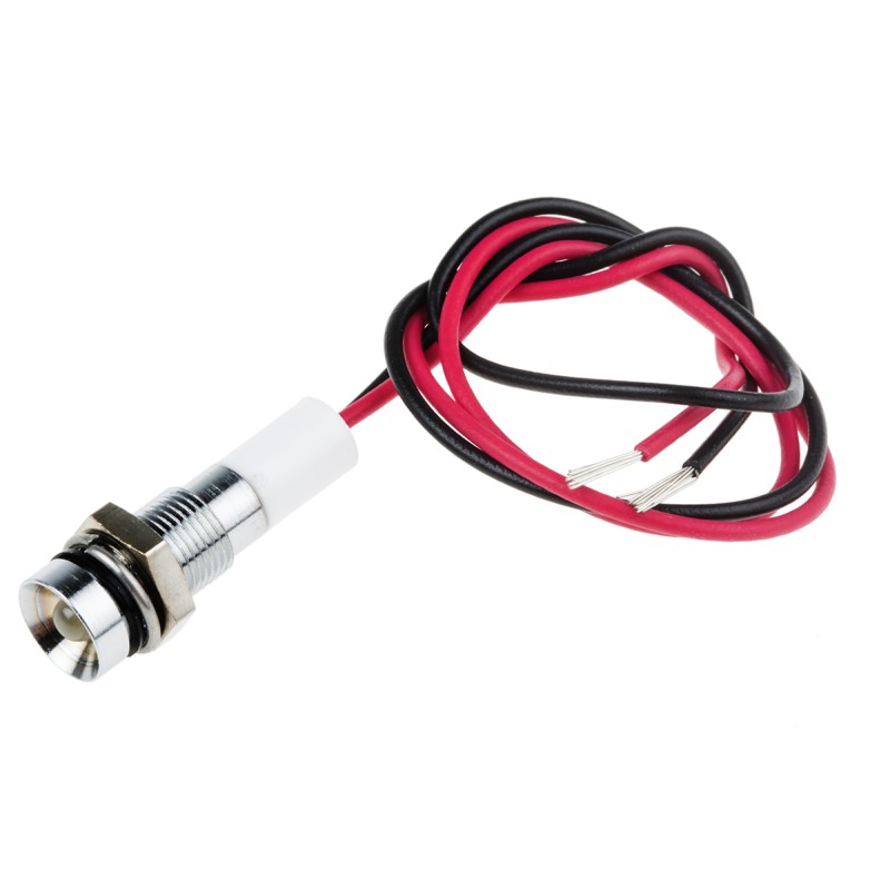 1 pcs - RS PRO White Panel Mount Indicator, 24V dc, 6mm Mounting Hole Size, Lead Wires Termination, IP67