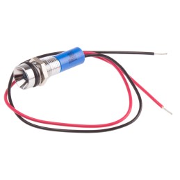 1 pcs - RS PRO Blue Panel Mount Indicator, 12V dc, 8mm Mounting Hole Size, Lead Wires Termination, IP67