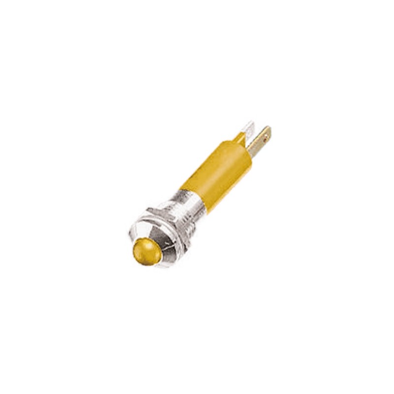 1 pcs - RS PRO Yellow Panel Mount Indicator, 8mm Mounting Hole Size, Solder Tab Termination, IP67
