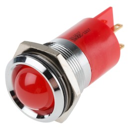 1 pcs - RS PRO Red Panel Mount Indicator, 22mm Mounting Hole Size, Solder Tab Termination