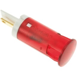 1 pcs - Apem Red Panel Mount Indicator, 12V dc, 12mm Mounting Hole Size, Faston, Solder Lug Termination