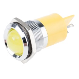 1 pcs - RS PRO Yellow Panel Mount Indicator, 12V dc, 22mm Mounting Hole Size, Solder Tab Termination