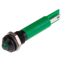 1 pcs - RS PRO Green Panel Mount Indicator, 110V ac, 8mm Mounting Hole Size, IP67