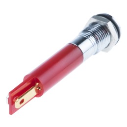 1 pcs - RS PRO Red Panel Mount Indicator, 12V dc, 8mm Mounting Hole Size, Faston, Solder Lug Termination, IP67