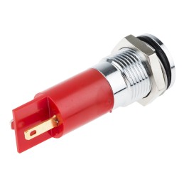 1 pcs - RS PRO Red Panel Mount Indicator, 12V dc, 14mm Mounting Hole Size, Solder Tab Termination, IP67