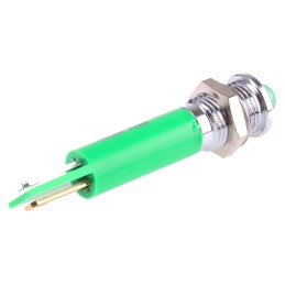 1 pcs - RS PRO Green Panel Mount Indicator, 12V dc, 8mm Mounting Hole Size, Solder Tab Termination