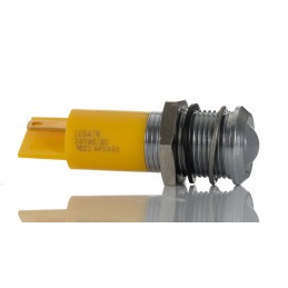 1 pcs - RS PRO Yellow Panel Mount Indicator, 14mm Mounting Hole Size, Solder Tab Termination, IP67