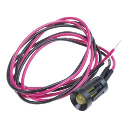 1 pcs - RS PRO Yellow Panel Mount Indicator, 12V dc, 8mm Mounting Hole Size, Lead Wires Termination