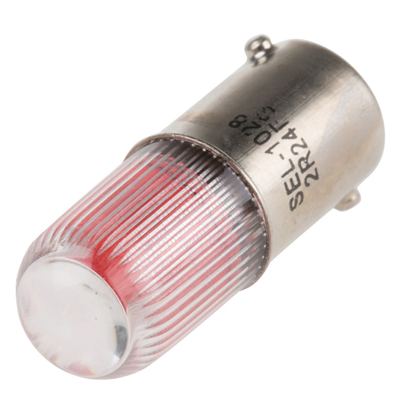 1 pcs - RS PRO Red LED Indicator Lamp, 24V dc, BA9s Base, 11mm Diameter, 40mcd