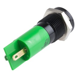 1 pcs - RS PRO Green Panel Mount Indicator, 12V dc, 14mm Mounting Hole Size, Solder Tab Termination, IP67