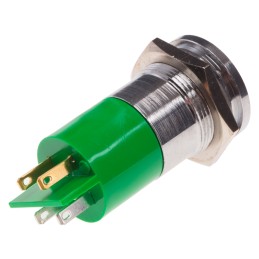 1 pcs - RS PRO Green Panel Mount Indicator, 22mm Mounting Hole Size, Solder Tab Termination