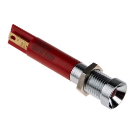 1 pcs - RS PRO Red Panel Mount Indicator, 12V dc, 8mm Mounting Hole Size, Solder Tab Termination