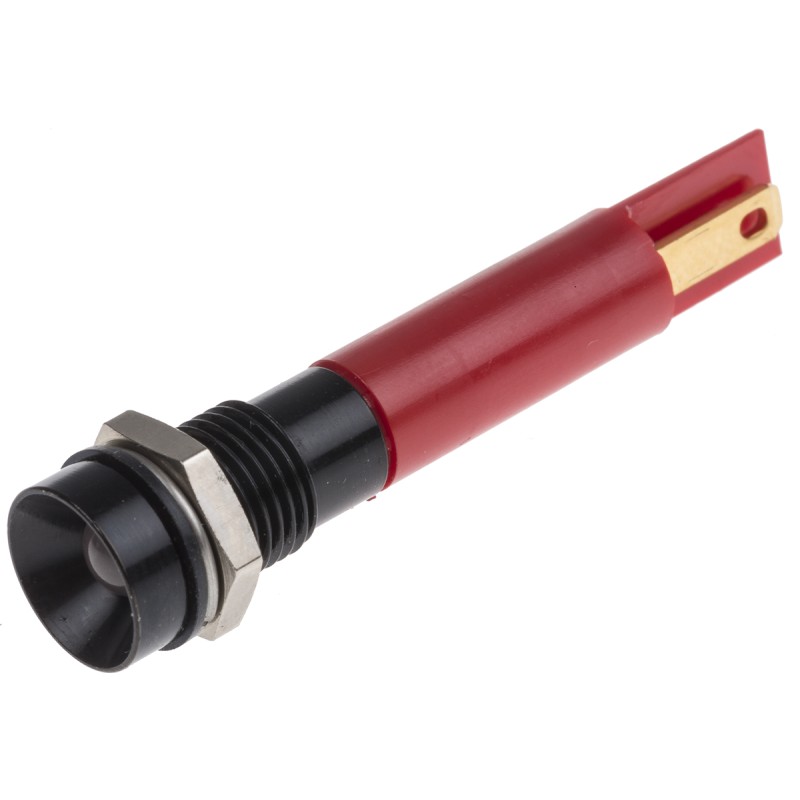 1 pcs - RS PRO Red Panel Mount Indicator, 8mm Mounting Hole Size, Solder Tab Termination, IP67