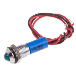 1 pcs - RS PRO Blue Panel Mount Indicator, 220V ac, 8mm Mounting Hole Size, Lead Wires Termination, IP67