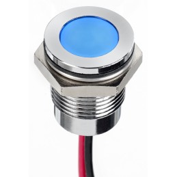 1 pcs - RS PRO Blue Panel Mount Indicator, 12V dc, 14mm Mounting Hole Size, Lead Wires Termination, IP67