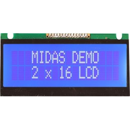 1 pcs - Midas MC21605FA6WE-BNMLW Alphanumeric LCD Alphanumeric Display, 2 Rows by 16 Characters