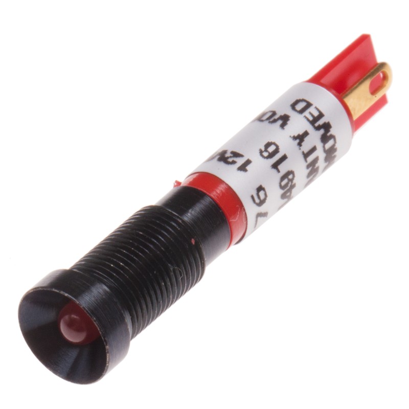 1 pcs - RS PRO Red Panel Mount Indicator, 12V dc, 6mm Mounting Hole Size, Solder Tab Termination