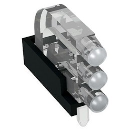 100 pcs - 1296.2013 MENTOR, PCB Mounted 3-Way Right Angle LED Light Pipe, Tri-Level-Row Clear Dome Lens