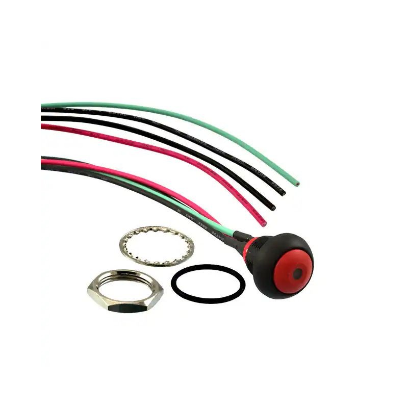 25 pcs - TE Connectivity PB6 Series Illuminated Push Button Switch, (On)-Off, Panel Mount, SPST - NO, Red LED, 50 V dc, 125V ac