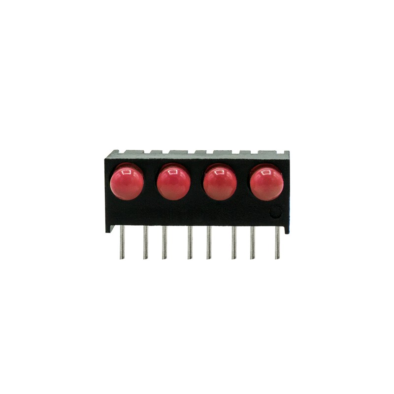 5 pcs - Dialight 551-1107-004F, Red Right Angle PCB LED Indicator, 4 LEDs, Through Hole 1.7 V