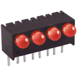 5 pcs - Dialight 551-1107-004F, Red Right Angle PCB LED Indicator, 4 LEDs, Through Hole 1.7 V