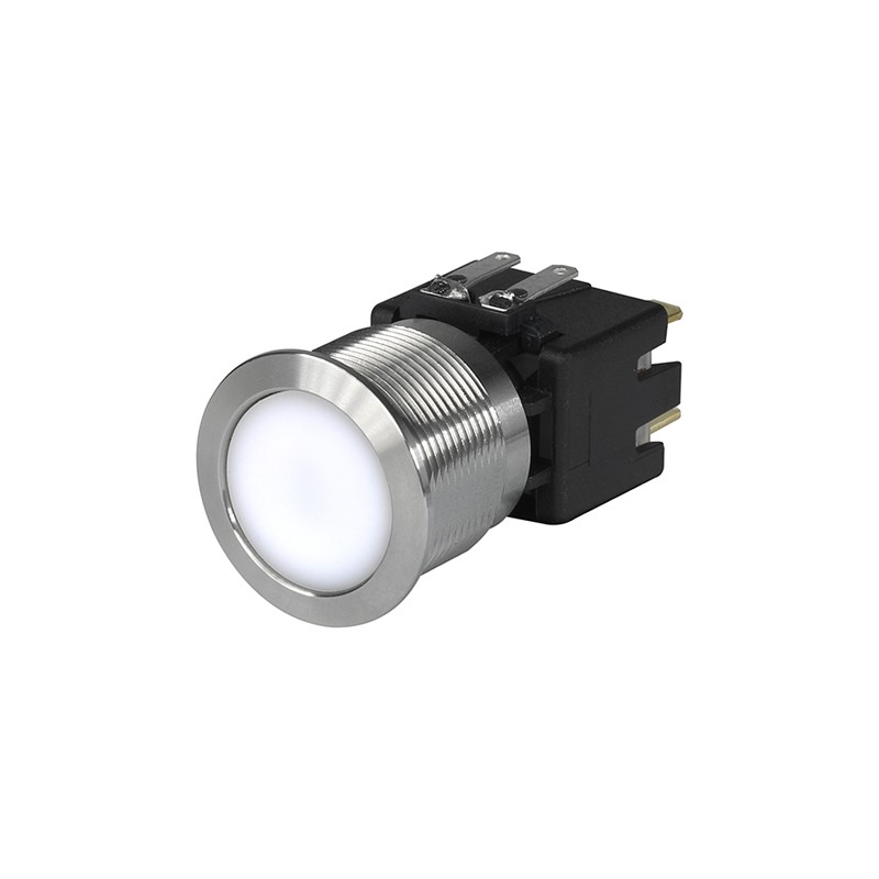 10 pcs - Schurter Illuminated Push Button Switch, Latching, Panel Mount, 22.1mm Cutout, DPDT, White LED, 30 V dc, 250V ac, IP40,