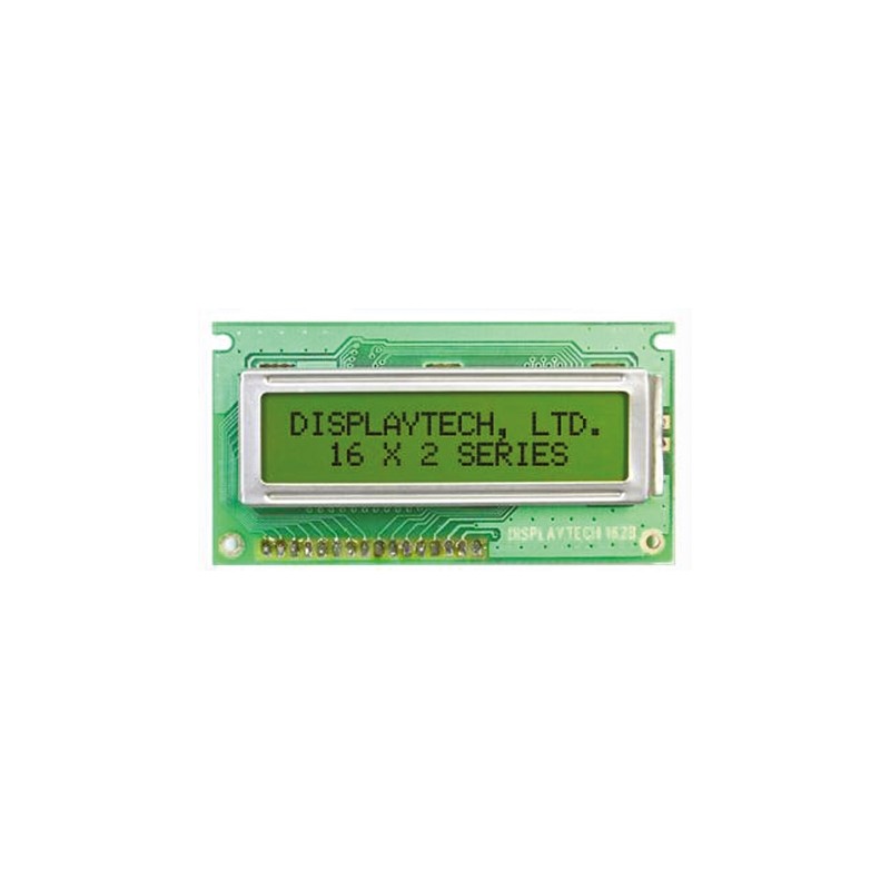 250 pcs - Displaytech 162B-BC-BC Alphanumeric LCD Display, Yellow on Green, 2 Rows by 16 Characters, Transflective