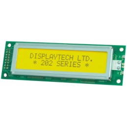 250 pcs - Displaytech 202A-BC-BC Alphanumeric LCD Display, Yellow on Green, 2 Rows by 20 Characters, Transflective