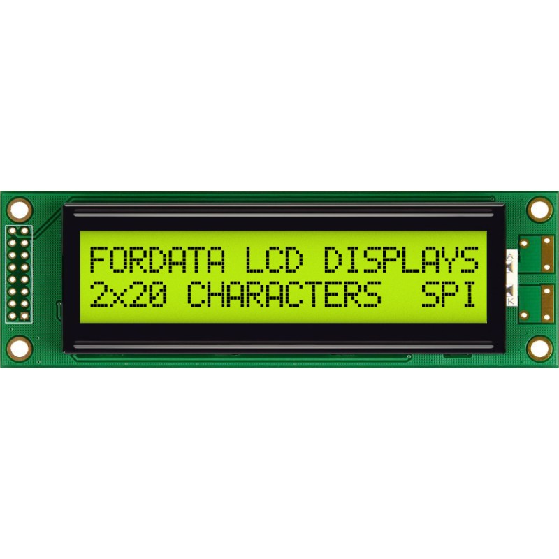 45 pcs - Fordata FC2002D01-FHYYBW-51SE FC Alphanumeric LCD Alphanumeric Display, Green, Yellow on Yellow-Green, 2 Rows by 20