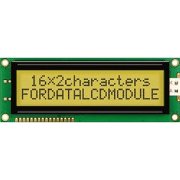 45 pcs - Fordata FC1602P00-FHYYBW-51SE FC LCD LCD Graphic Display, Green, Yellow on, 2 Rows by 16 Characters, Transflective