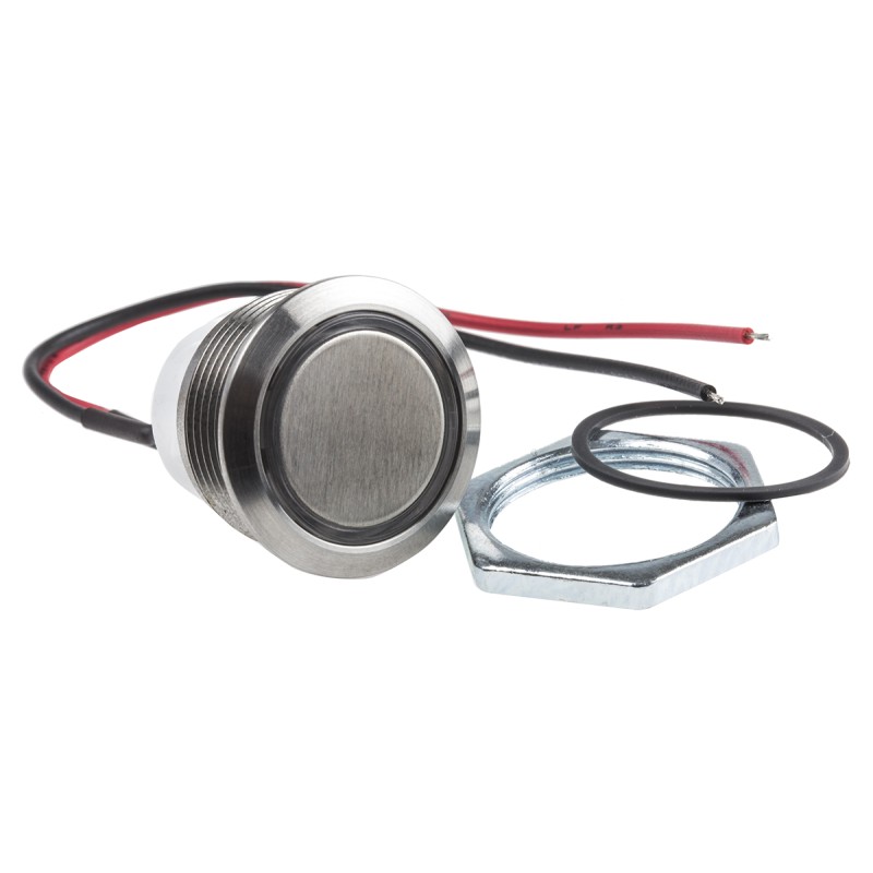 50 pcs - ITW Switches 48M Series Illuminated Push Button Switch, Momentary, Panel Mount, 19.43mm Cutout, SPST, Green LED, 48V