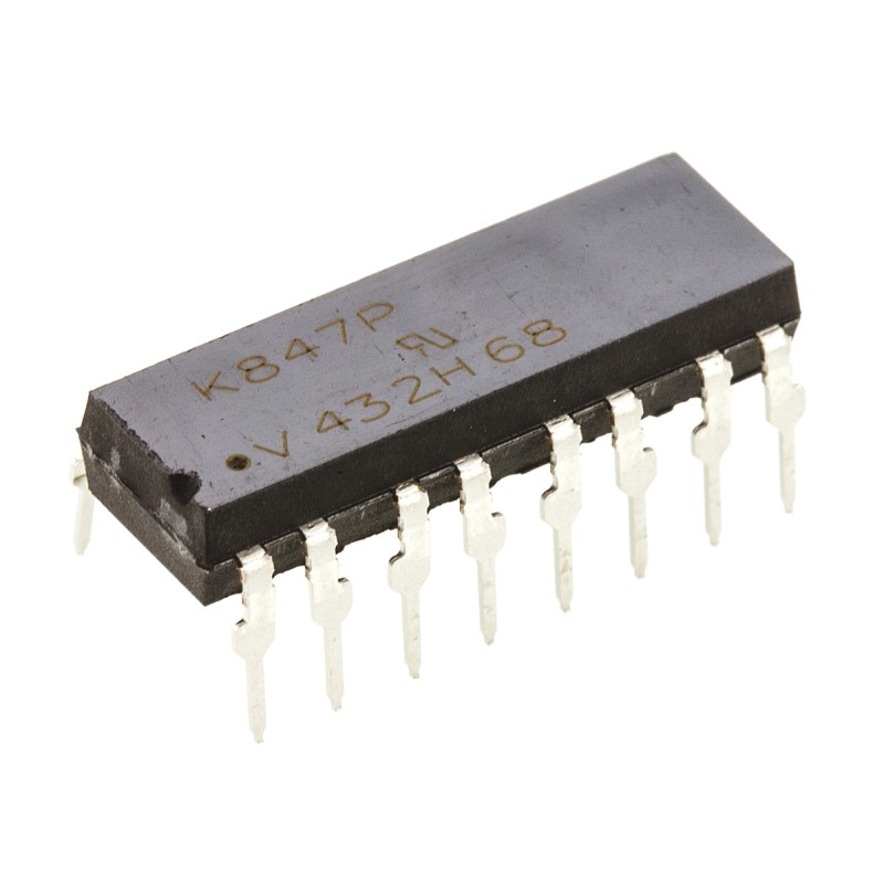 10 pcs - Vishay, K847PH DC Input Transistor Output Quad Optocoupler, Through Hole, 16-Pin DIP